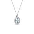 AQUAMARINE AND DIAMOND OVAL PENDANT IN WHITE GOLD - AQUAMARINE NECKLACES - NECKLACES