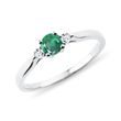 WHITE GOLD RING WITH EMERALD AND BRILLIANTS - EMERALD RINGS - RINGS