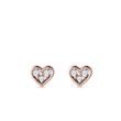 BOUCLES D'OREILLES CŒUR EN OR ROSE ET DIAMANTS - PUCES D'OREILLES EN DIAMANT - BOUCLES D'OREILLES