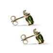 BOUCLE D'OREILLES OR JAUNE AVEC MOLDAVITES ET DIAMANTS - BOUCLES D'OREILLES EN MOLDAVITE - BOUCLES D'OREILLES