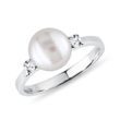 PEARL AND DIAMOND RING IN WHITE GOLD - PEARL RINGS - PEARL JEWELLERY