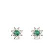 EMERALD AND DIAMOND FLOWER GOLD STUD EARRINGS - EMERALD EARRINGS - EARRINGS