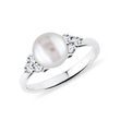 FRESHWATER PEARL AND DIAMOND RING IN WHITE GOLD - PEARL RINGS - PEARL JEWELRY