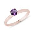 BAGUE EN OR ROSE AVEC AMÉTHYSTE VIOLETTE - BAGUES EN AMÉTHYSTE - BAGUES