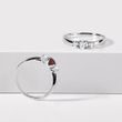 CLASSIC GARNET RING WITH DIAMONDS IN WHITE GOLD - GARNET RINGS - RINGS