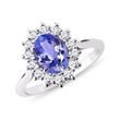 BAGUE EN OR BLANC 14 CT AVEC TANZANITE ET DIAMANTS - BAGUES EN TANZANITE - BAGUES