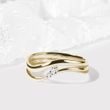 WAVE MOTIF ENGAGEMENT SET IN YELLOW GOLD - ENGAGEMENT AND WEDDING MATCHING SETS - ENGAGEMENT RINGS