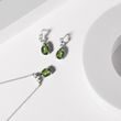 EARRINGS WITH BRILLIANTS AND MOLDAVITES IN WHITE GOLD - MOLDAVITE EARRINGS - EARRINGS