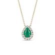 ELEGANT DIAMOND NECKLACE WITH EMERALD IN YELLOW GOLD - EMERALD NECKLACES - NECKLACES