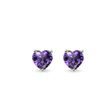 EARRINGS HEARTS WITH AMETHYST IN WHITE GOLD - AMETHYST EARRINGS - EARRINGS