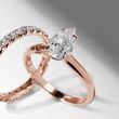 SET OF WEDDING RINGS WITH DIAMONDS IN ROSE GOLD - ENGAGEMENT AND WEDDING MATCHING SETS - ENGAGEMENT RINGS