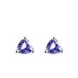 PUCES D'OREILLES EN OR BLANC AVEC TANZANITES - BOUCLES D’OREILLES EN TANZANITE - BOUCLES D'OREILLES