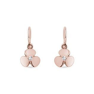 BOUCLES D'OREILLES TRÈFLES POUR ENFANTS EN OR ROSE - BOUCLES D'OREILLES POUR ENFANTS - BOUCLES D'OREILLES