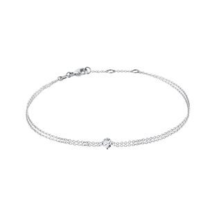 SIMPLE WHITE GOLD BRACELET WITH A CENTRAL DIAMOND - DIAMOND BRACELETS - BRACELETS