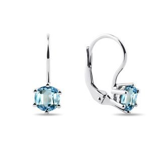 ROUND TOPAZ EARRINGS IN 14K WHITE GOLD - TOPAZ EARRINGS - EARRINGS