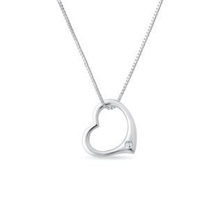HEART SHAPED NECKLACE IN WHITE GOLD - DIAMOND NECKLACES - NECKLACES