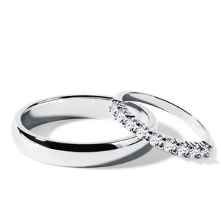 HIS AND HERS WHITE GOLD WEDDING RING SET WITH DIAMONDS - WHITE GOLD WEDDING SETS - WEDDING RINGS