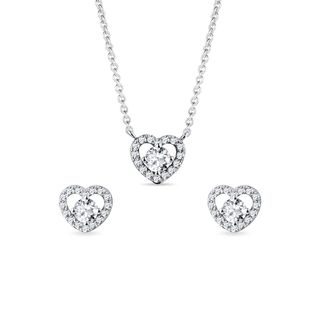 WHITE GOLD AND DIAMOND HEART JEWELRY SET - DIAMOND SETS - FINE JEWELRY