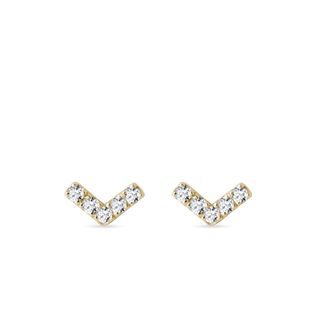 YELLOW GOLD DIAMOND V EARRINGS - DIAMOND EARRINGS - EARRINGS