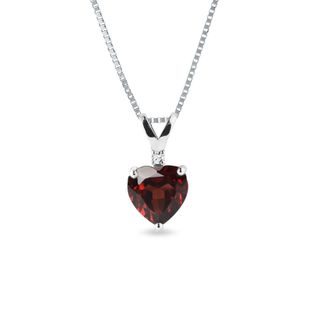 GARNET AND DIAMOND PENDANT IN WHITE GOLD - GARNET NECKLACES - NECKLACES
