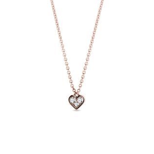 DIAMOND NECKLACE WITH HEART IN ROSE GOLD - DIAMOND NECKLACES - NECKLACES