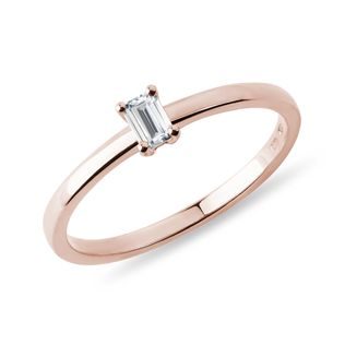 EMERALD CUT DIAMOND ROSE GOLD RING - ENGAGEMENT DIAMOND RINGS - ENGAGEMENT RINGS