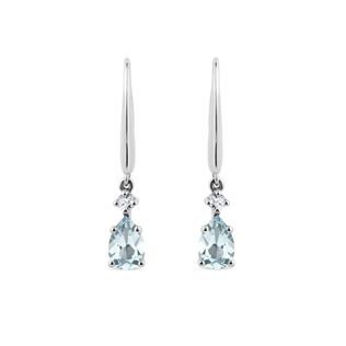 AQUAMARINE DROP EARRINGS IN WHITE GOLD - AQUAMARINE EARRINGS - EARRINGS