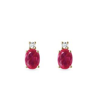 RUBY AND DIAMOND GOLD EARRINGS - RUBY EARRINGS - EARRINGS