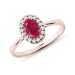 RUBY ​​RING WITH DIAMONDS IN ROSE GOLD - RUBY ENGAGEMENT RINGS - ENGAGEMENT RINGS