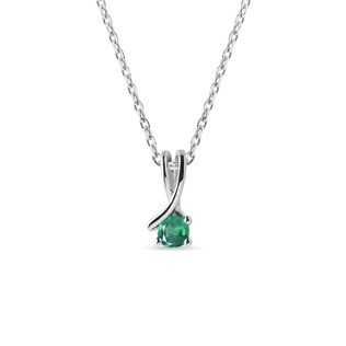 EMERALD RIBBON NECKLACE IN WHITE GOLD - EMERALD NECKLACES - NECKLACES