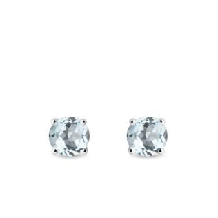 AQUAMARINE STUD EARRINGS IN WHITE GOLD - AQUAMARINE EARRINGS - EARRINGS