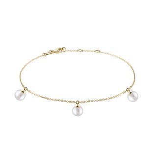 GOLD BRACELET WITH THREE FRESHWATER PEARLS - PEARL BRACELETS - PEARL JEWELLERY