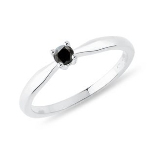 AN ENGAGEMENT RING IN WHITE GOLD WITH A BLACK DIAMOND - FANCY DIAMOND ENGAGEMENT RINGS - ENGAGEMENT RINGS