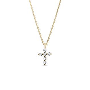 DIAMOND CROSS NECKLACE IN YELLOW GOLD - DIAMOND NECKLACES - NECKLACES