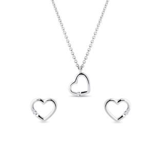 DIAMOND WHITE GOLD HEART JEWELRY SET - JEWELRY SETS - FINE JEWELRY