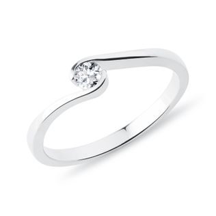 ASYMMETRICAL DIAMOND RING IN WHITE GOLD - BRILLIANT CUT DIAMOND ENGAGEMENT RINGS - ENGAGEMENT RINGS