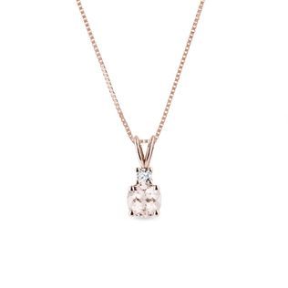 MORGANITE AND DIAMOND NECKLACE IN 14K ROSE GOLD - MORGANITE NECKLACES - NECKLACES