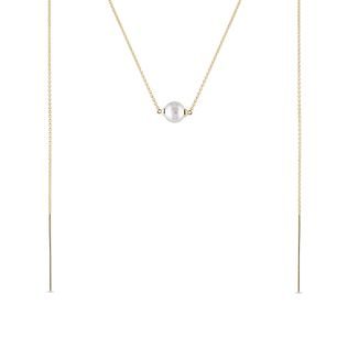 2-IN-1 PEARL NECKLACE IN 14K YELLOW GOLD - PEARL PENDANTS - PEARL JEWELRY
