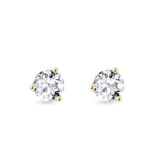 PUCES D'OREILLES ENDIAMANTÉES D'OR JAUNE - PUCES D'OREILLES EN DIAMANT - BOUCLES D'OREILLES