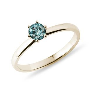 RING IN YELLOW GOLD WITH BLUE DIAMOND - FANCY DIAMOND ENGAGEMENT RINGS - ENGAGEMENT RINGS