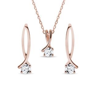 DOUBLE RIBBON DIAMOND JEWELRY SET IN ROSE GOLD - DIAMOND SETS - FINE JEWELRY