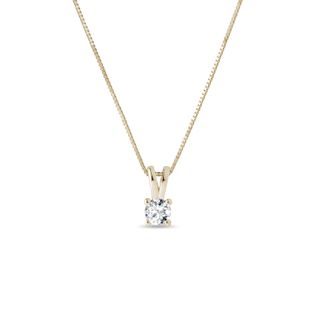 YELLOW GOLD NECKLACE WITH A DIAMOND PENDANT - DIAMOND NECKLACES - NECKLACES