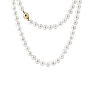 AKOYA WHITE PEARL NECKLACE WITH A YELLOW GOLD CLASP - PEARL NECKLACES - PEARL JEWELLERY