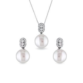 PARURE EN OR BLANC AVEC PERLES ET DIAMANTS - PARURES DE PERLES - PERLES