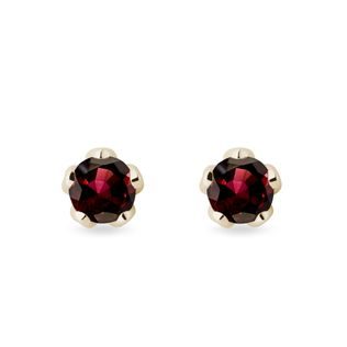 GARNET GOLD EARRINGS - GARNET EARRINGS - EARRINGS