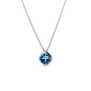 COLLIER EN OR BLANC AVEC TOPAZE CENTRALE LONDON BLUE - COLLIERS AVEC TOPAZE - COLLIERS