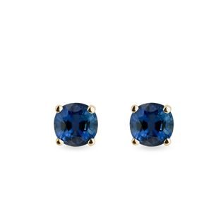 SAPPHIRE STUD EARRINGS IN YELLOW GOLD - SAPPHIRE EARRINGS - EARRINGS