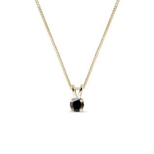 BLACK DIAMOND YELLOW GOLD PENDANT - DIAMOND NECKLACES - NECKLACES