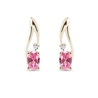 PINK SAPPHIRE AND DIAMOND EARRINGS IN GOLD - SAPPHIRE EARRINGS - EARRINGS