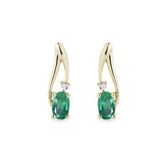 EMERALD AND DIAMOND EARRINGS IN YELLOW GOLD - EMERALD EARRINGS - EARRINGS